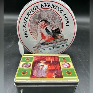 Norman Rockwell Christmas tins, Saturday Evening post, Christmas decor